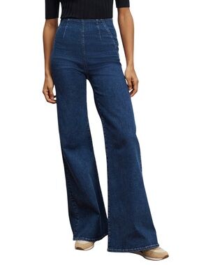VERONICA BEARD CROSBIE STETCH WAIST WIDE LEG HIGH RISE JEANS.